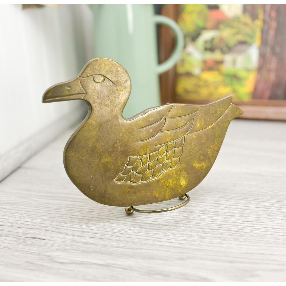 Vintage Brass Duck Trivet: Retro‎ Nautical Decor